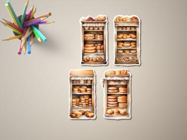 Preview: 4 Bäckereistände Sticker Set Preview: 4 Bäckereistände Sticker Set